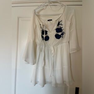 White Embroidered Quiz Romper